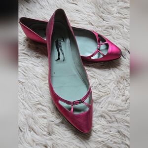Sigerson Morrison Belle Metallic Fuchsia Ballet Flats Size 7